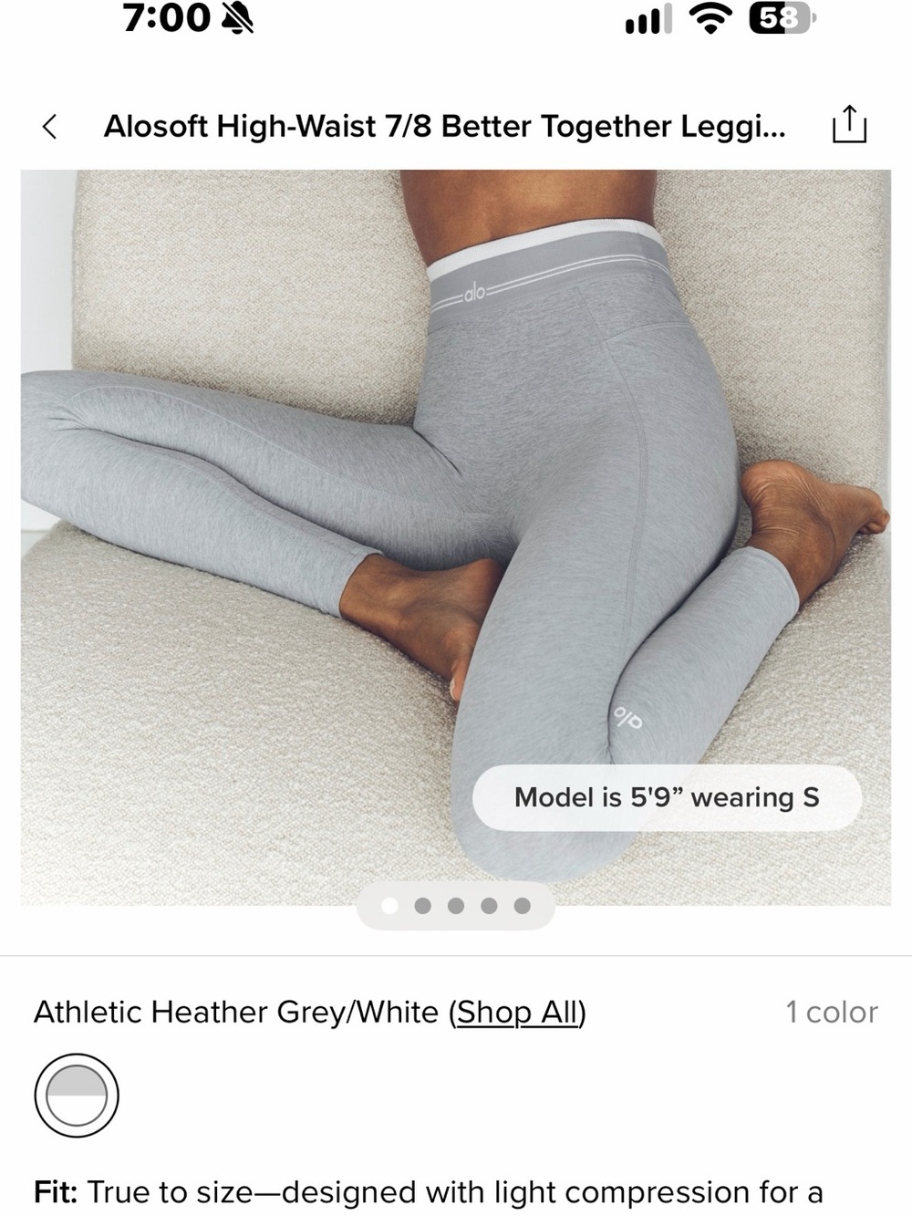 ALO Yoga Athletic Heather Grey/White High-Rise Leggings